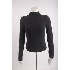 Massimo Dutti Womans Mock Turtleneck Shirt Size S Dark Green Ribbed 6894/928 NWT